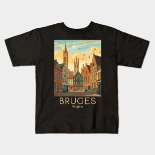 A Vintage Travel Illustration of Bruges - Belgium Kids T-Shirt
